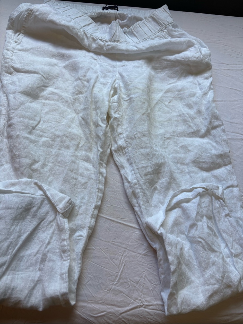 RACHEL Rachel Roy White Linen Elastic Waist Pants